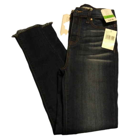 No Boundaries Denim - 2/$20 High waist, high rise, dark stretchy skinny jeans With Fray